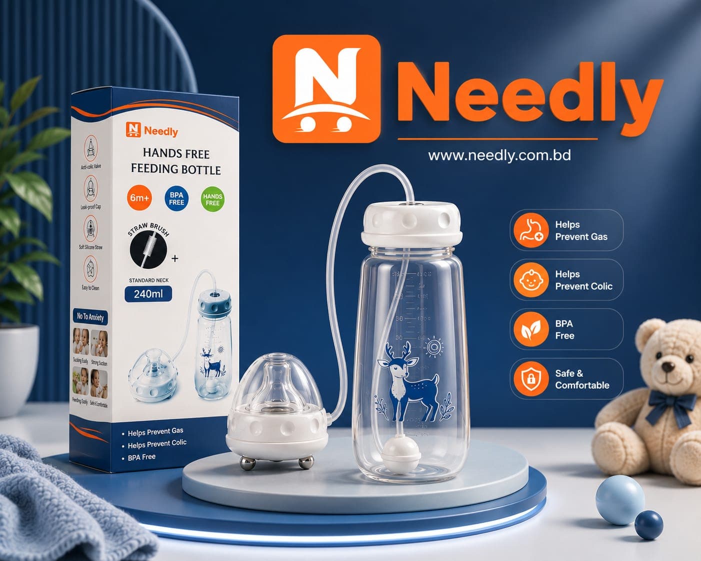 Hands-Free Baby Feeder Bottle – 240ml