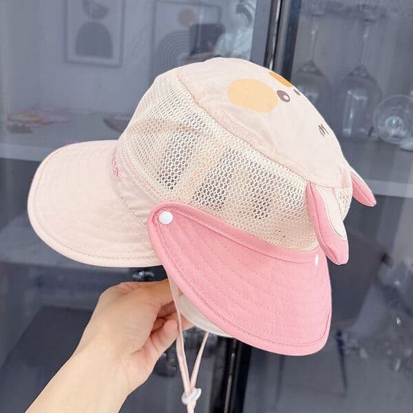 Baby Hat, Summer Sun Hat, Fisherman Hat, Boys and Girls, Large Brim, Detachable Shawl, Breathable and Quick-Drying for Children